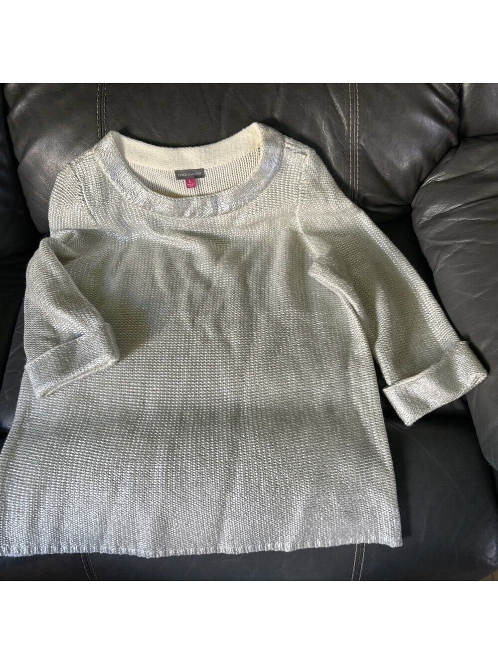 Vince Camuto silver women’s sweater three-quarter length sleeve size large